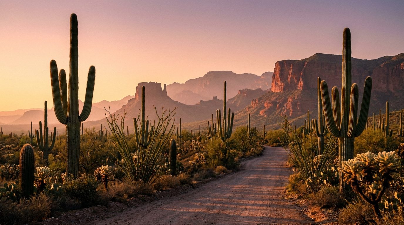 Arizona landscape in warm evening light